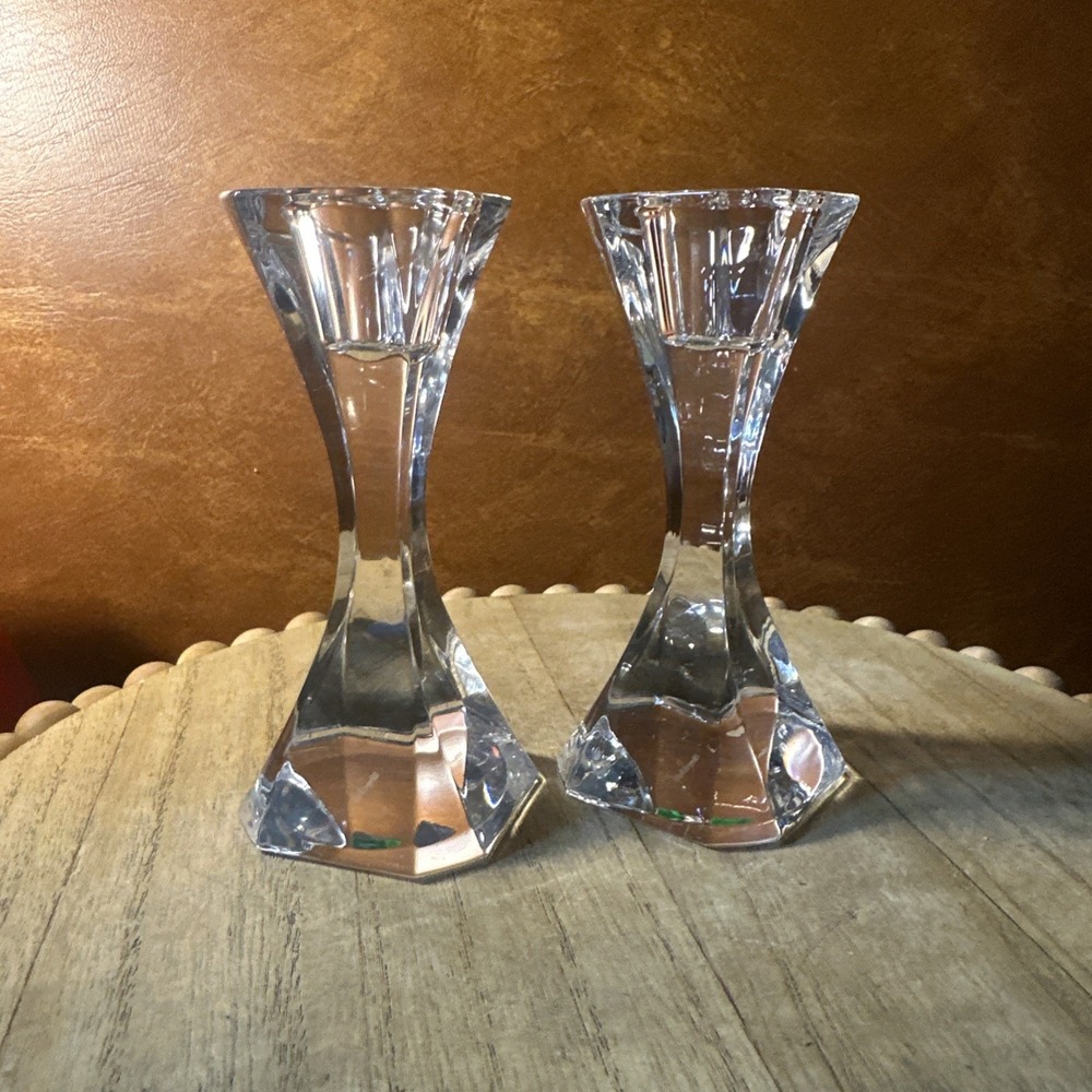 SET of Villeroy and Boch CRYSTAL CLEAR CANDLE STICK HOLDERS STAMPED